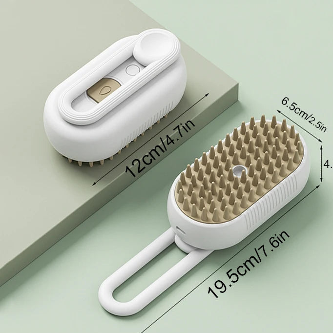 Cepillo vaporizador eléctrico cepillo de pelo de gato 3 en 1 herramienta de depilación de mascotas 360 ° Peine de masaje multifuncional de silicona con mango giratorio