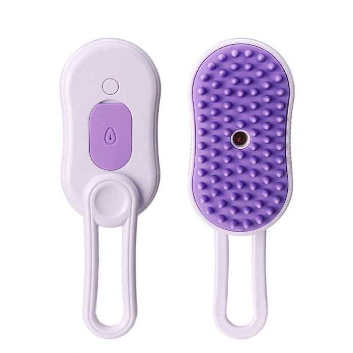 Cepillo vaporizador eléctrico cepillo de pelo de gato 3 en 1 herramienta de depilación de mascotas 360 ° Peine de masaje multifuncional de silicona con mango giratorio