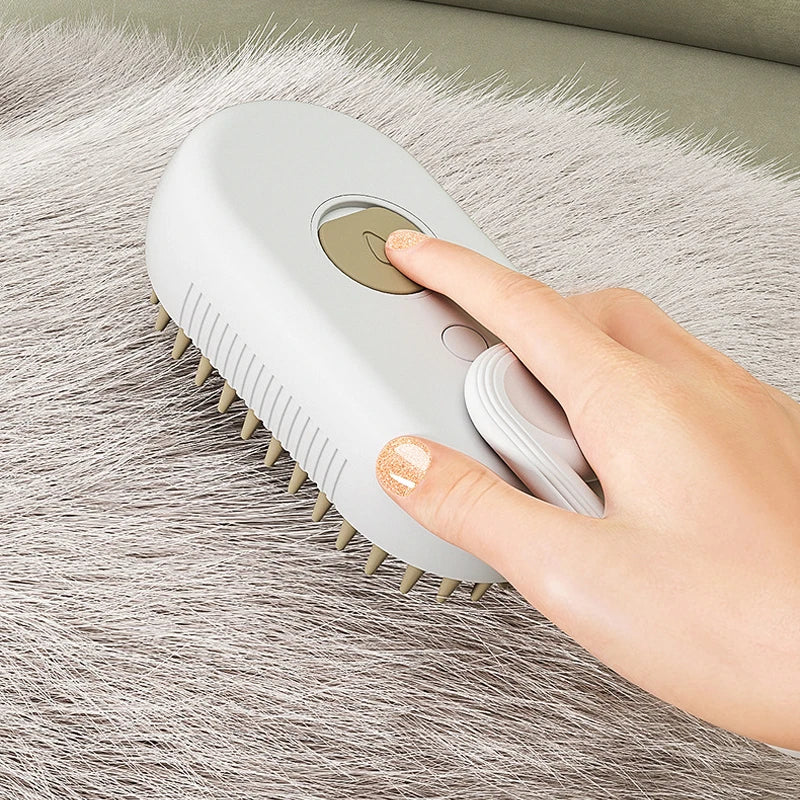 Cepillo vaporizador eléctrico cepillo de pelo de gato 3 en 1 herramienta de depilación de mascotas 360 ° Peine de masaje multifuncional de silicona con mango giratorio